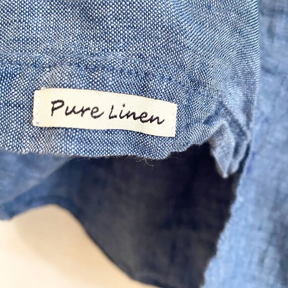 Free Line Athens Men’s Button Up 100% Linen Shirt Blue Regular Fit  Size 2XL - Picture 6 of 10